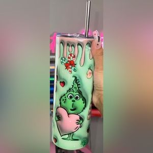 Baby grinch Christmas Unique stainless steel  3D inflated tumbler 20oz